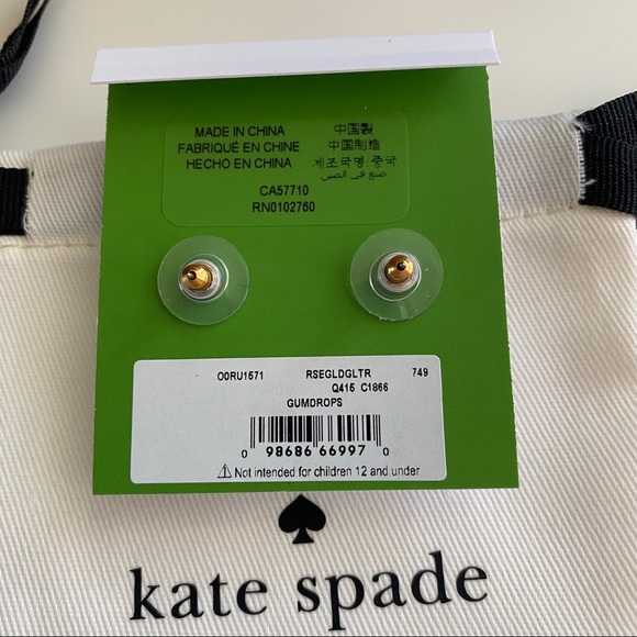 Kate Spade ♠️ Gumdrop Glitter Studs Rose Gold - Picture 4 of 5